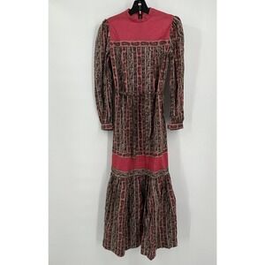 Womens Vintage Handmade Prairie Dress Size M Boho Maxi Cottagecore Festival Folk